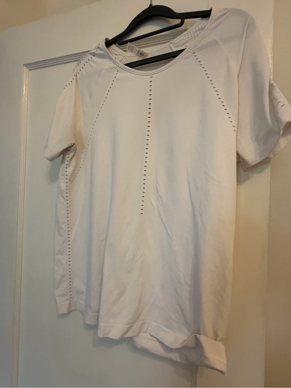 Athleta White Short Sleeve Eyelet Tee